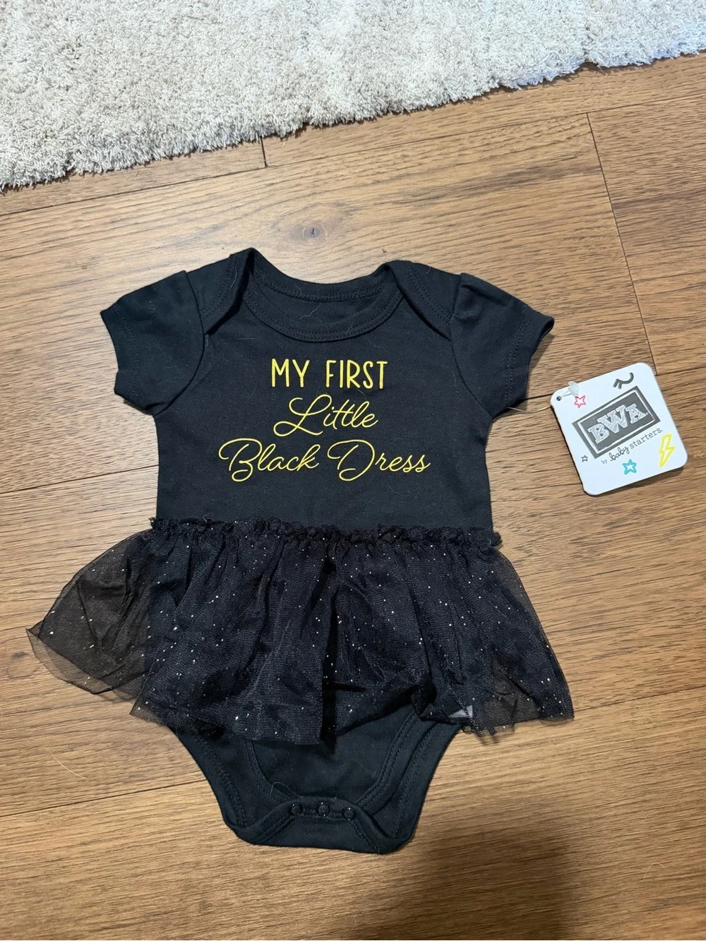 BWA By Baby Starters My First Little Black Dress Onsie Tutu Baby Girl 6M NWT
